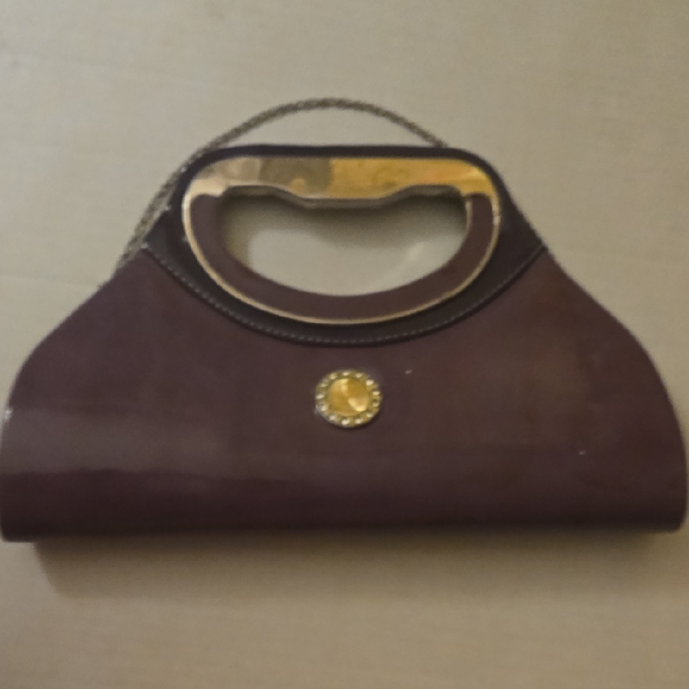 Chic Brown Clutch with Gold Handle
